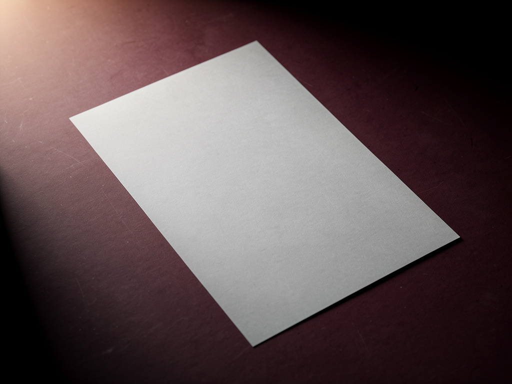 Empty pale sheet at a slight angle